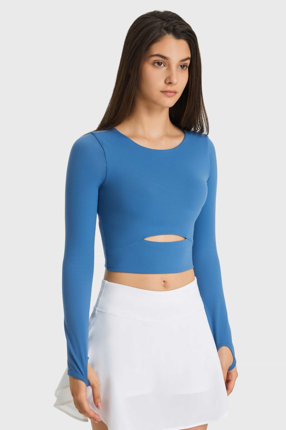 Thunder Chick Fitness Cutout Long Sleeve Cropped Sports Top