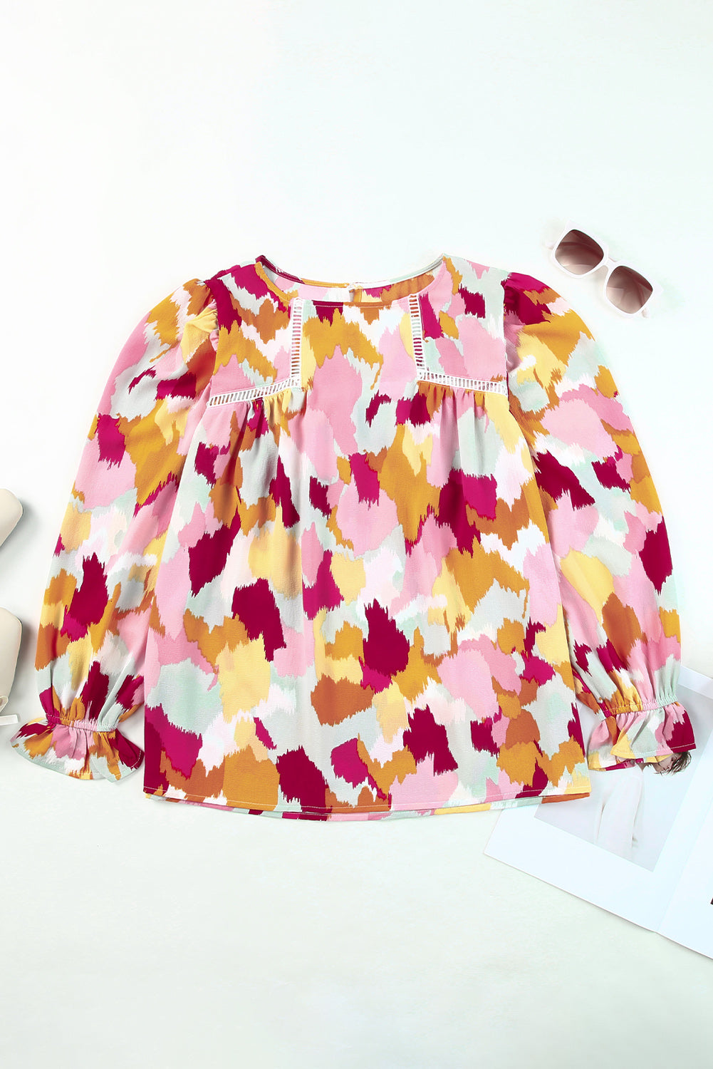 Thunder Chick Fitness Multicolour Plus Size Abstract Print Puff Sleeve Blouse