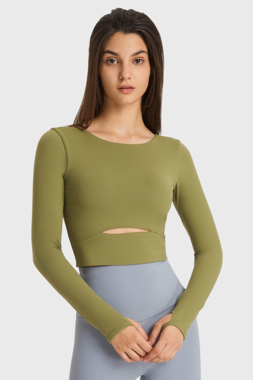 Thunder Chick Fitness Cutout Long Sleeve Cropped Sports Top