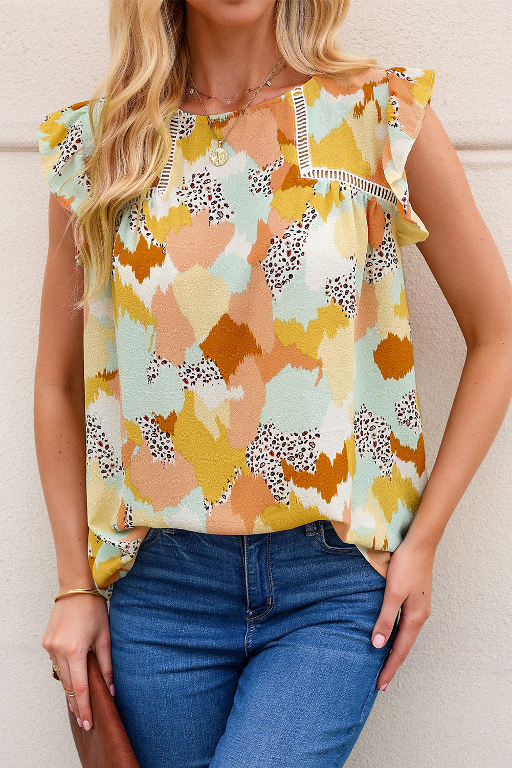 Thunder Chick Fitness Multicolour Plus Size Abstract Print Puff Sleeve Blouse