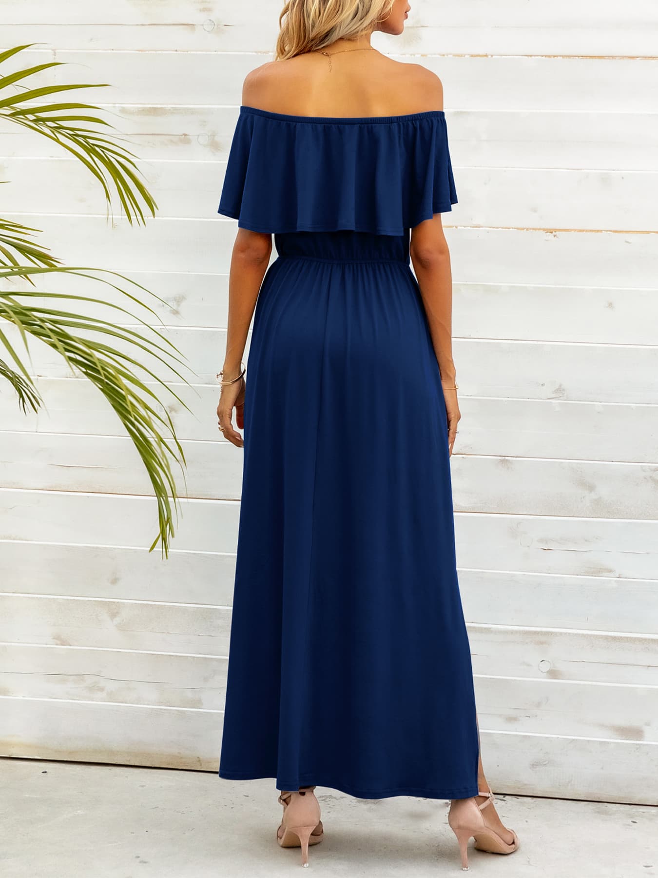 Thunder Chick Fitness Off-Shoulder Slit Maxi Dress
