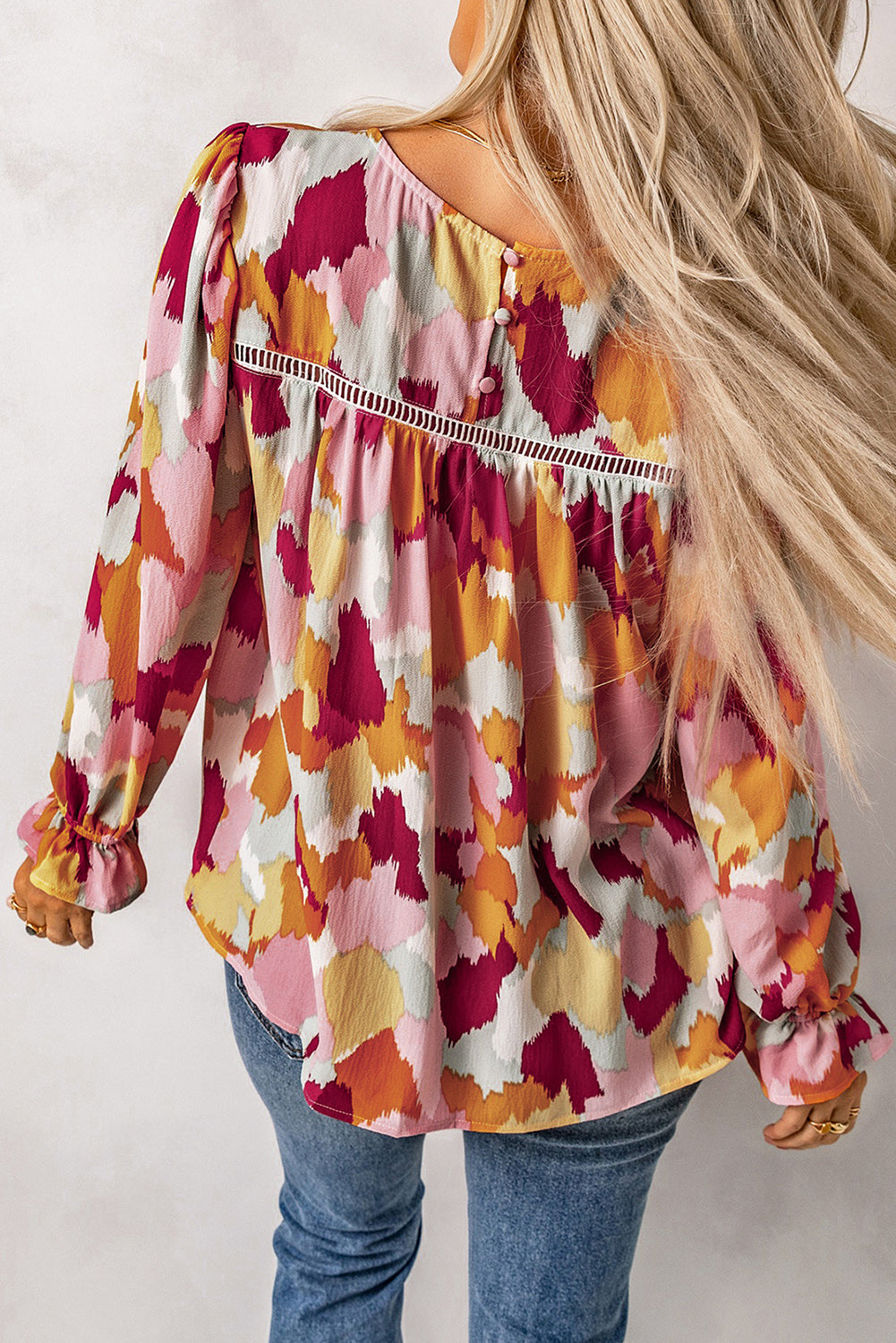 Thunder Chick Fitness Multicolour Plus Size Abstract Print Puff Sleeve Blouse