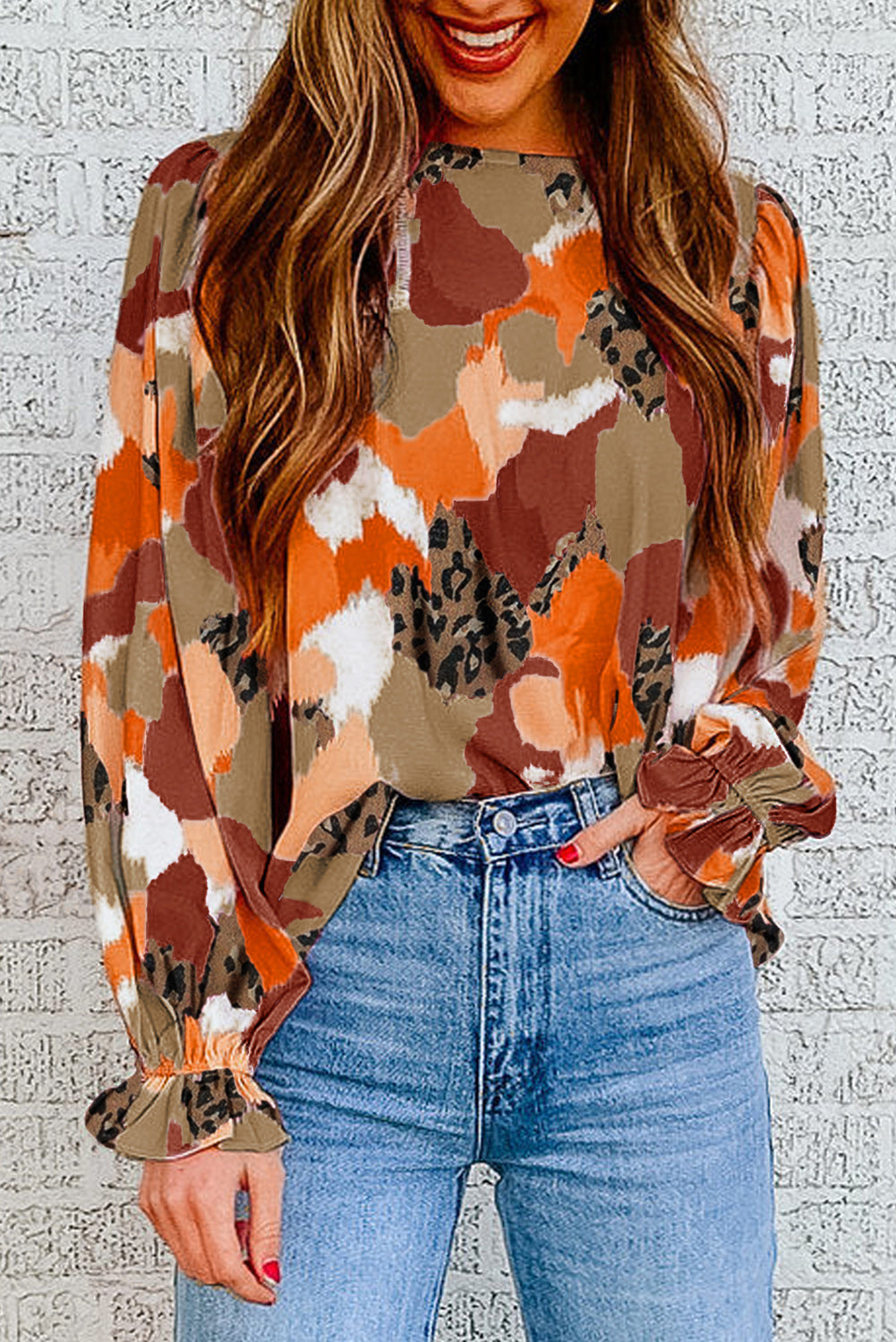 Thunder Chick Fitness Multicolour Plus Size Abstract Print Puff Sleeve Blouse