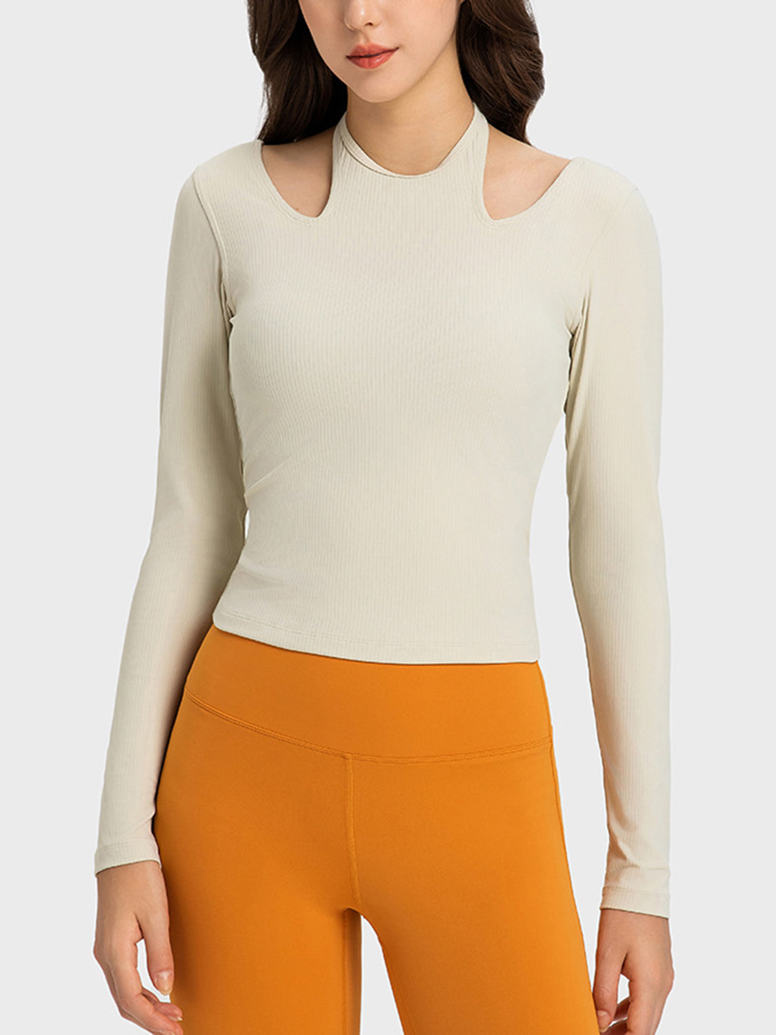 Thunder Chick Fitness Halter Neck Long Sleeve Sporty Top