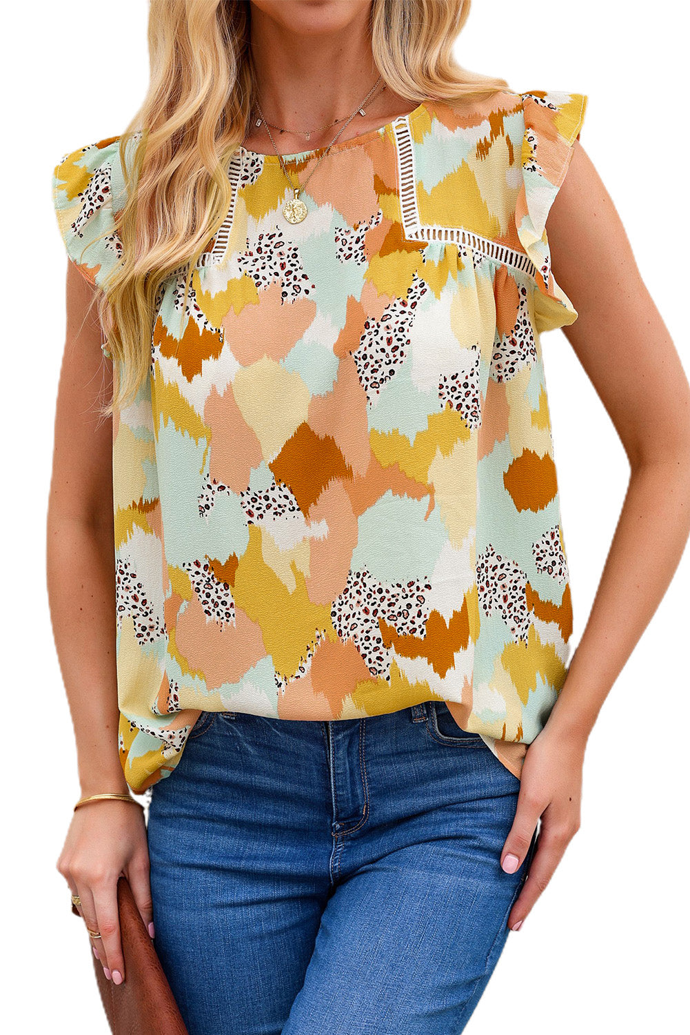 Thunder Chick Fitness Multicolour Plus Size Abstract Print Puff Sleeve Blouse