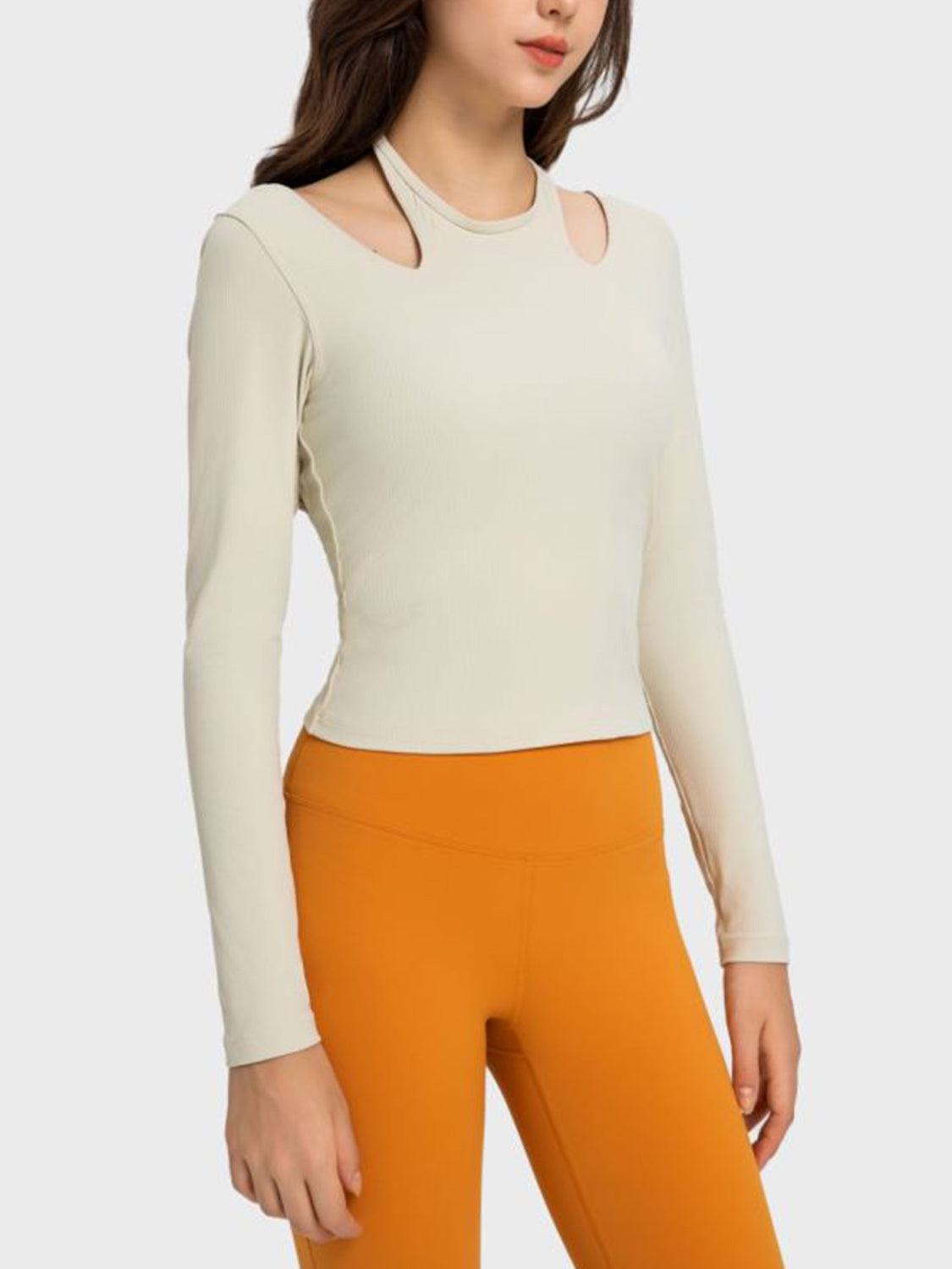 Thunder Chick Fitness Halter Neck Long Sleeve Sporty Top