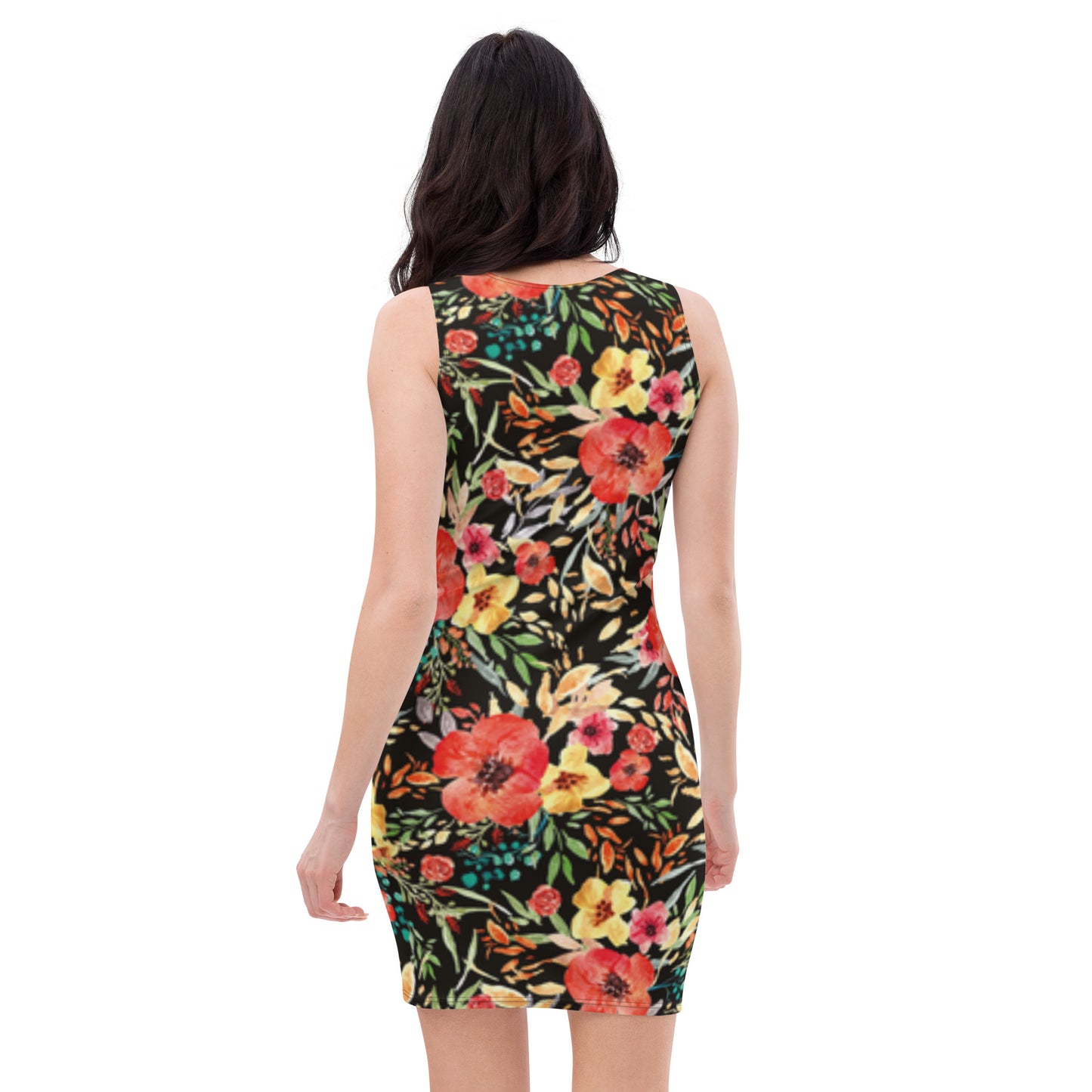 Thunder Chick Fitness Black Flower Bodycon Dress