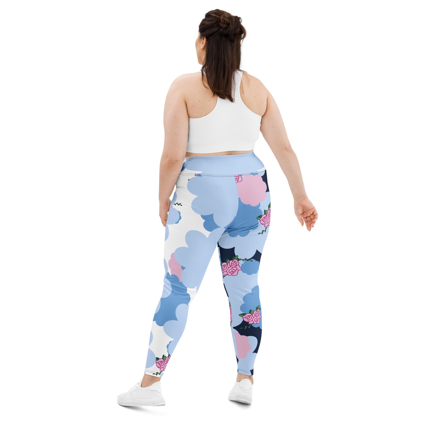 Thunder Chick Fitness Blue Flowers Plus Size Leggings