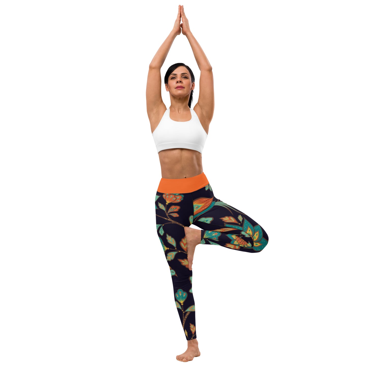 Thunder Chick Fitness Orange Peacock Yoga Leggings