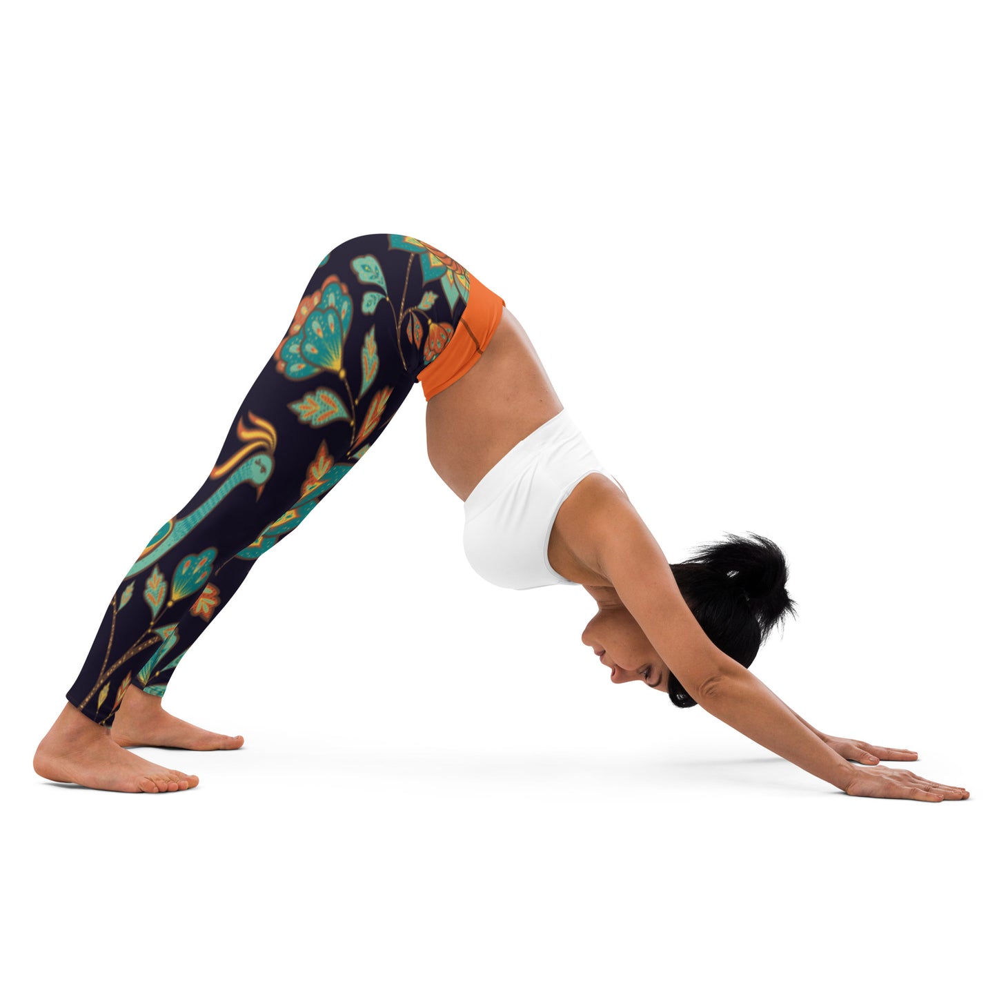 Thunder Chick Fitness Orange Peacock Yoga Leggings