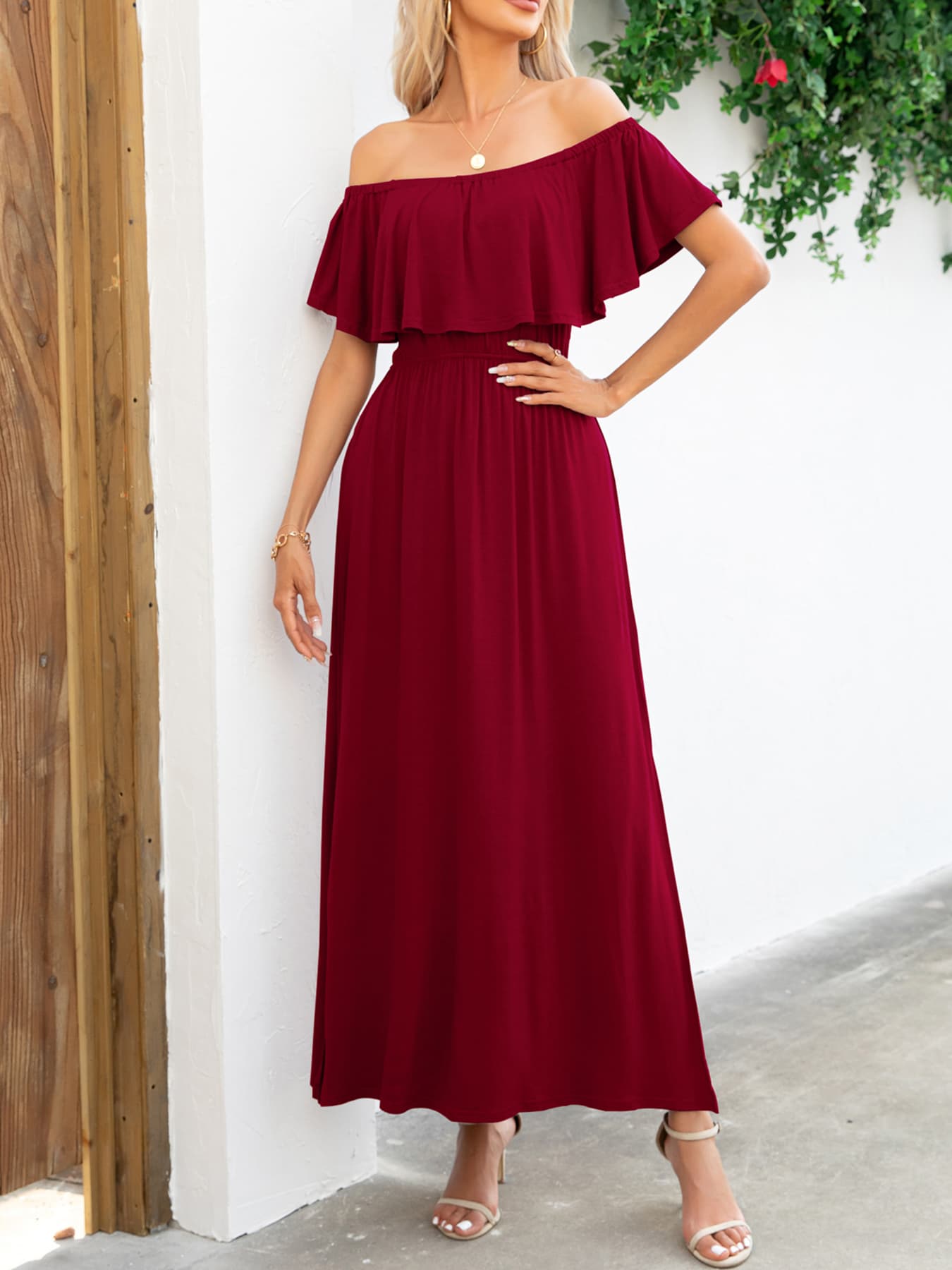 Thunder Chick Fitness Off-Shoulder Slit Maxi Dress