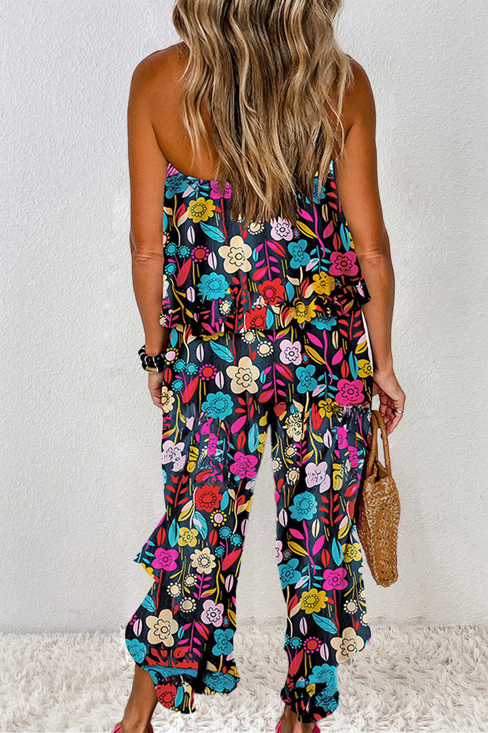 Thunder Chick Fitness Printed Tube Wide Leg Jumpsuit