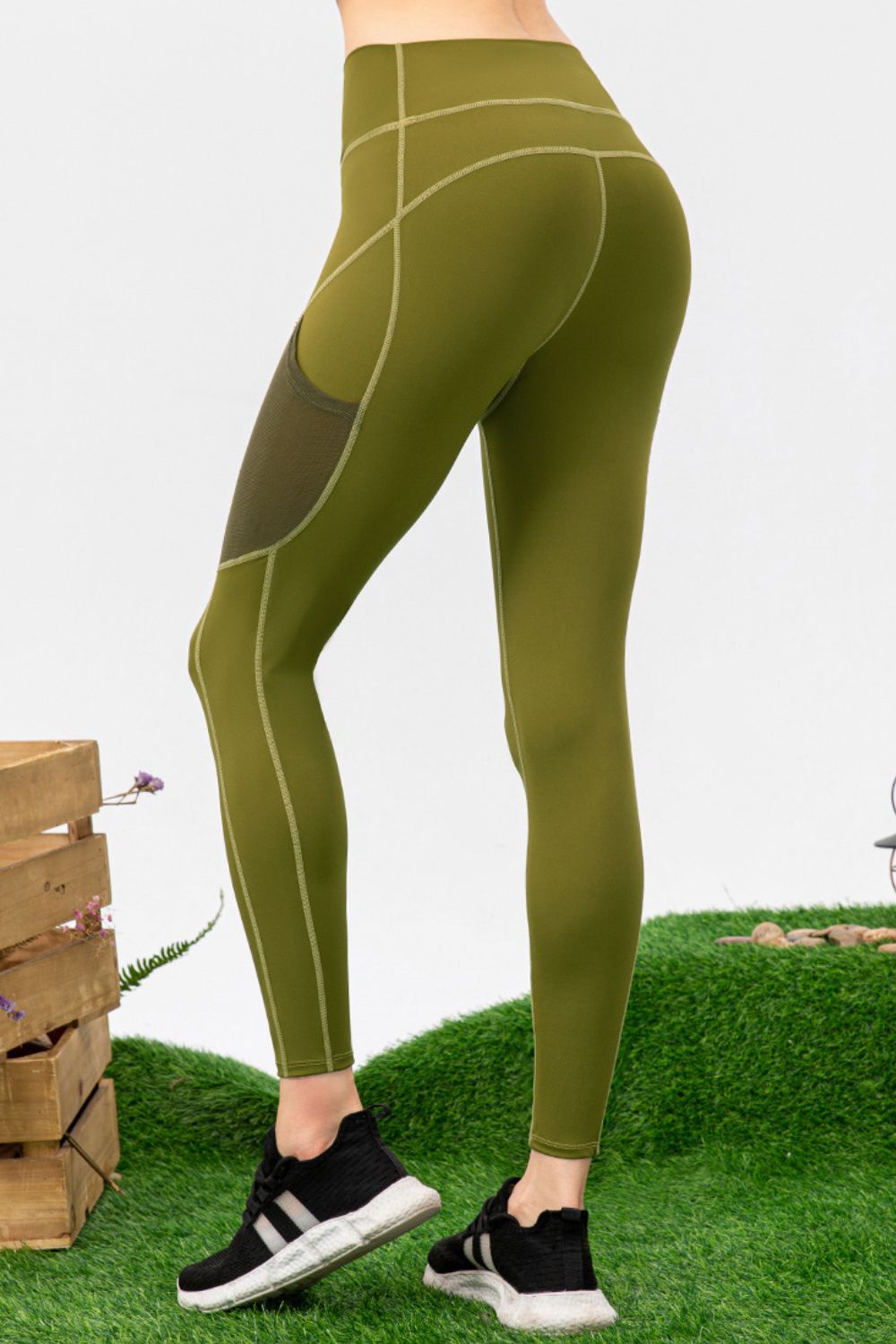 Green Thunder Chick Fitness High Waist Slim Fit Long Sports Pants