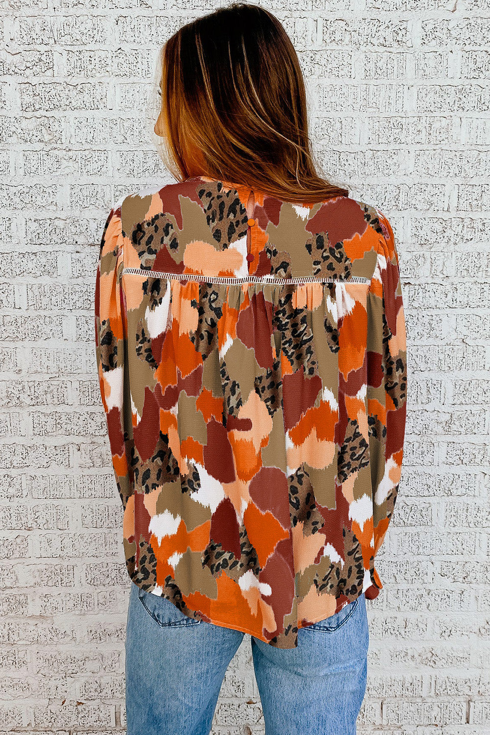 Thunder Chick Fitness Multicolour Plus Size Abstract Print Puff Sleeve Blouse