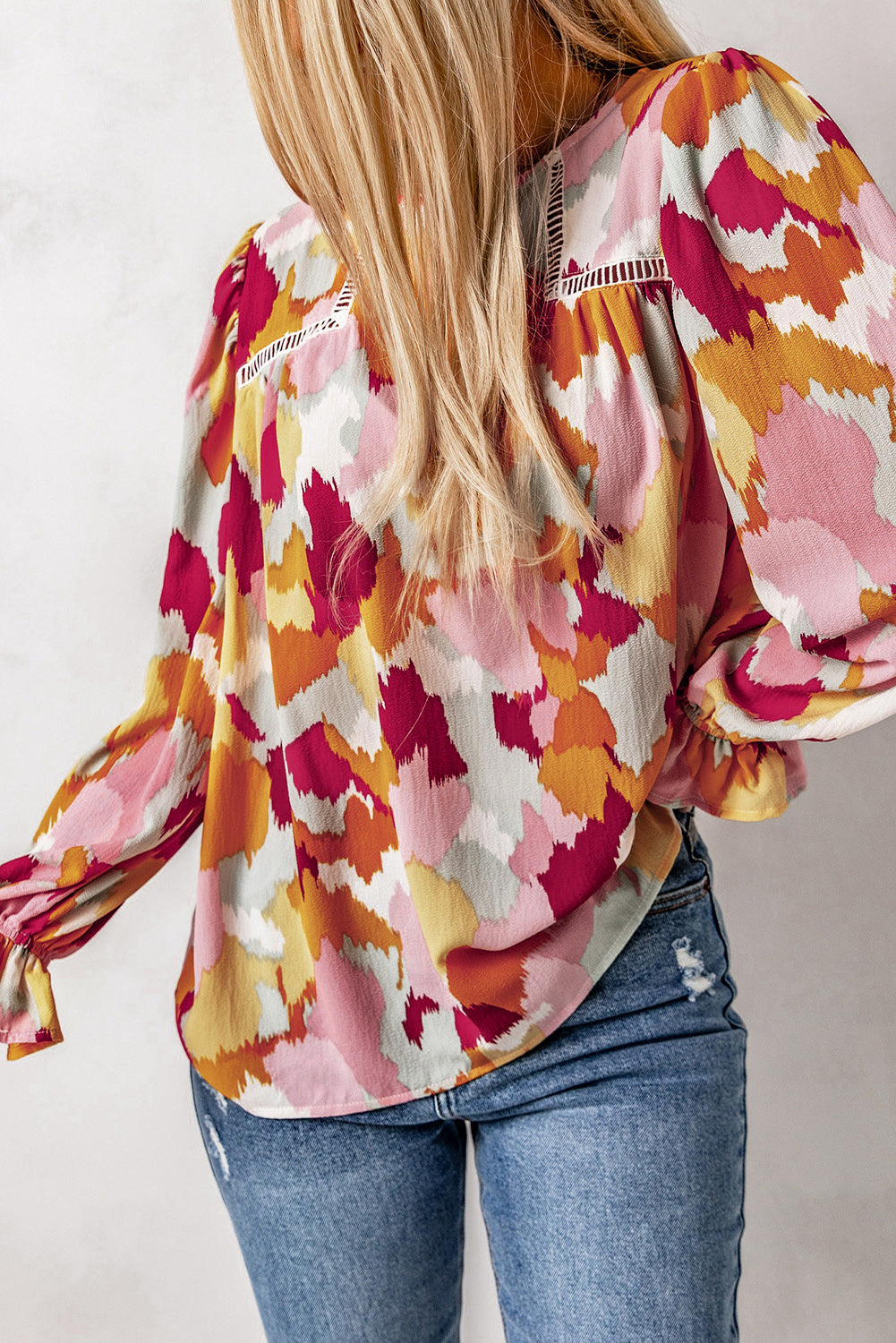 Thunder Chick Fitness Multicolour Plus Size Abstract Print Puff Sleeve Blouse