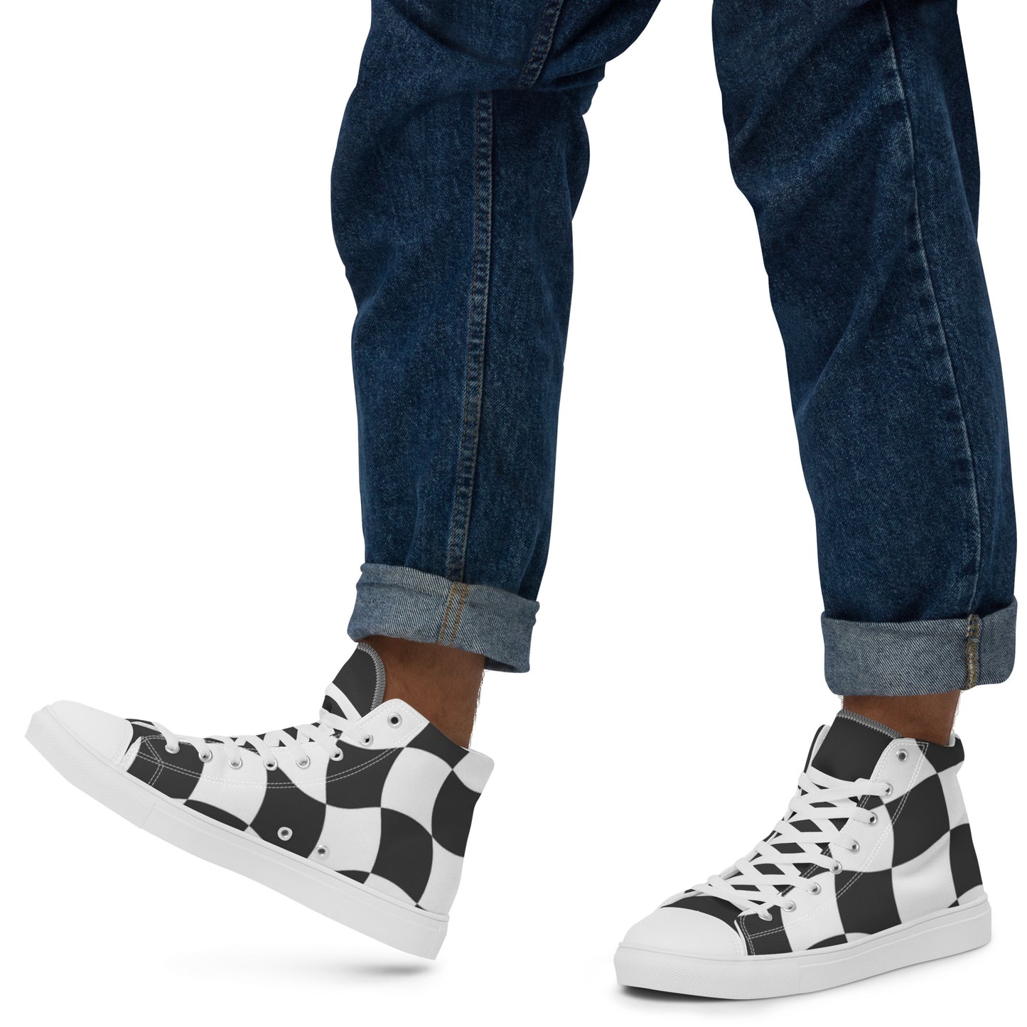 TCF Black Checkered High Tops