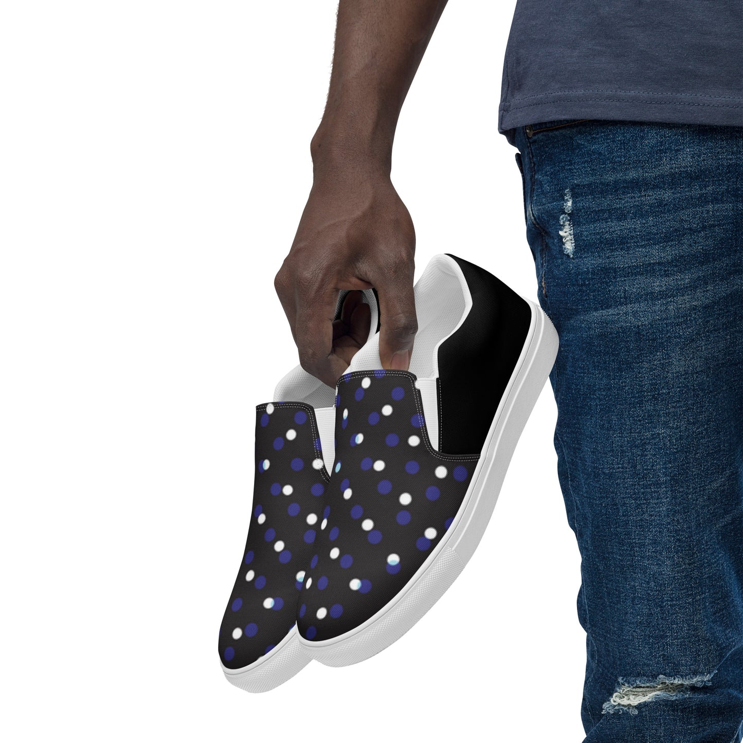 TCF Blue Black Slip-On Canvas Shoes