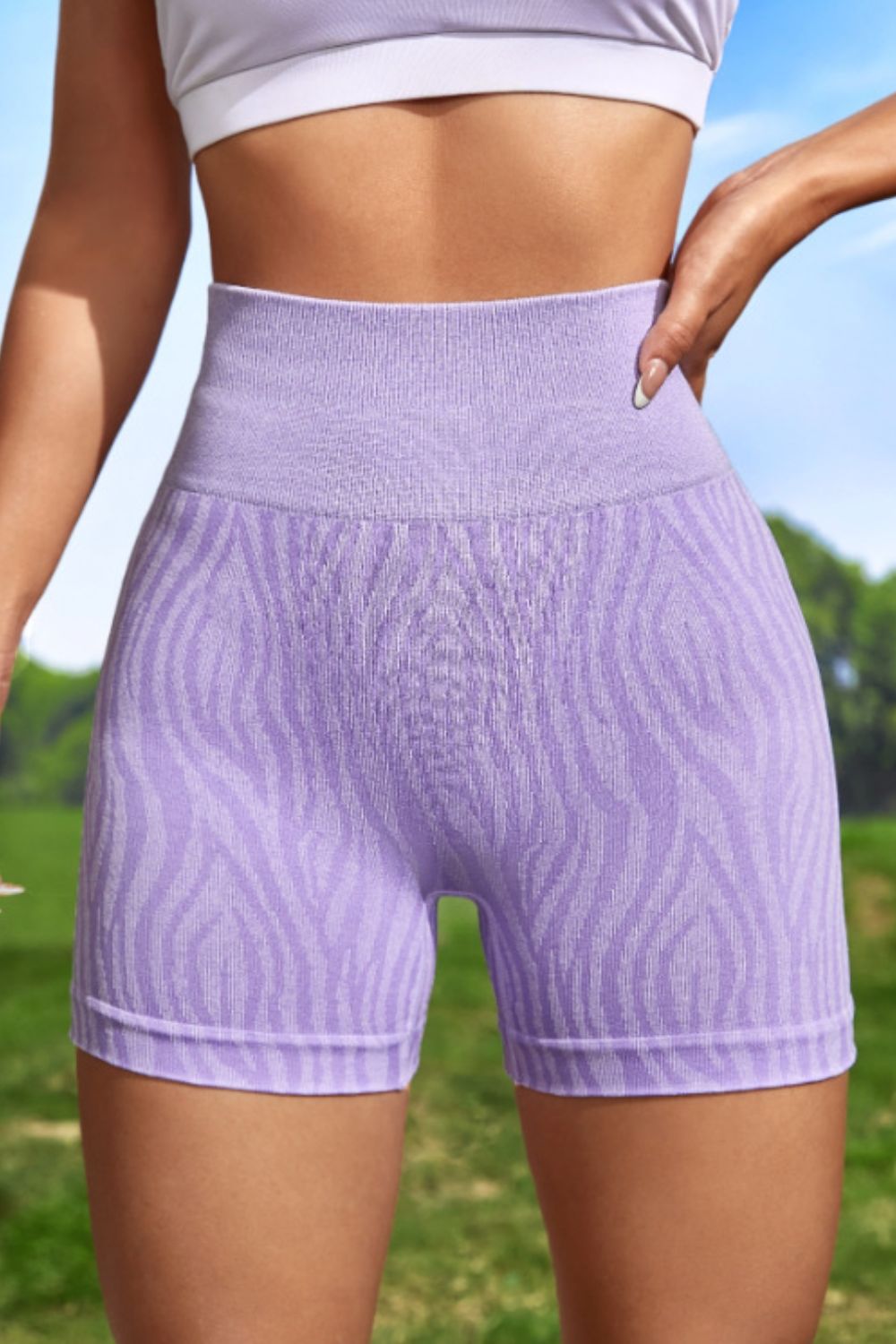 Purple Thunder Chick Fitness Wide Waistband Slim Fit Active Shorts